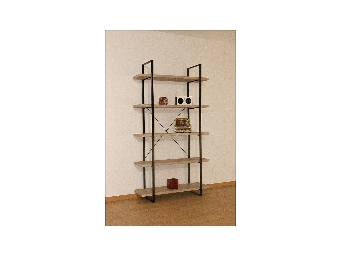 Industriële rekken SHELVES - 5 niveaus - Hout en metaal - Trendy loftontwerp