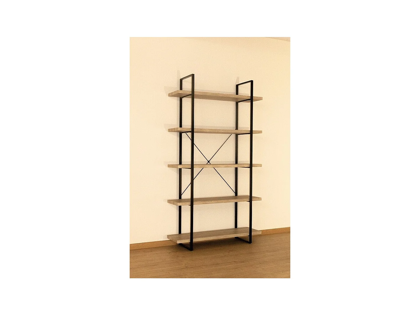 Industriële rekken SHELVES - 5 niveaus - Hout en metaal - Trendy loftontwerp