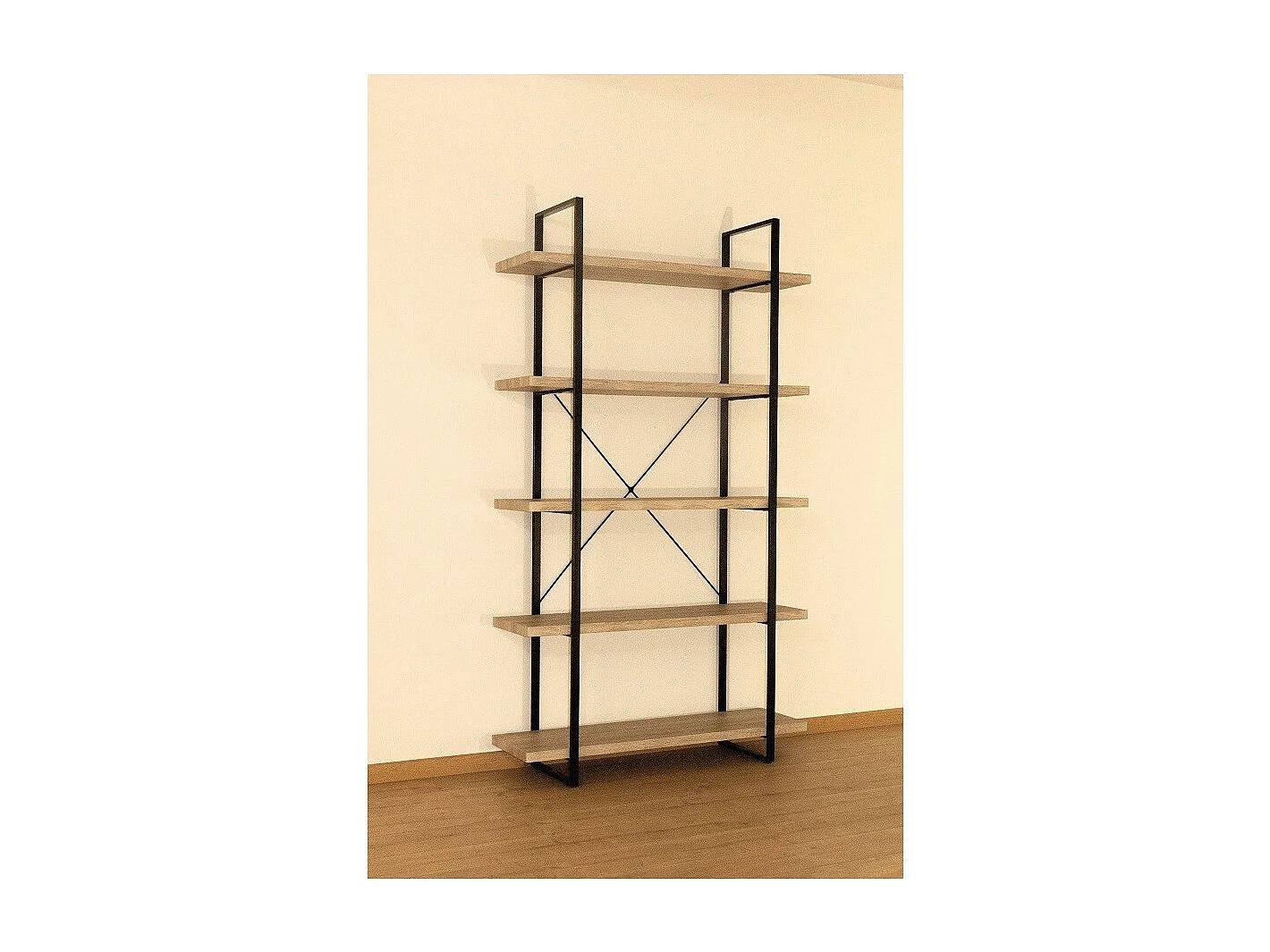 Étagère industrielle SHELVES – 5 niveaux – Bois et métal – Design loft tendance