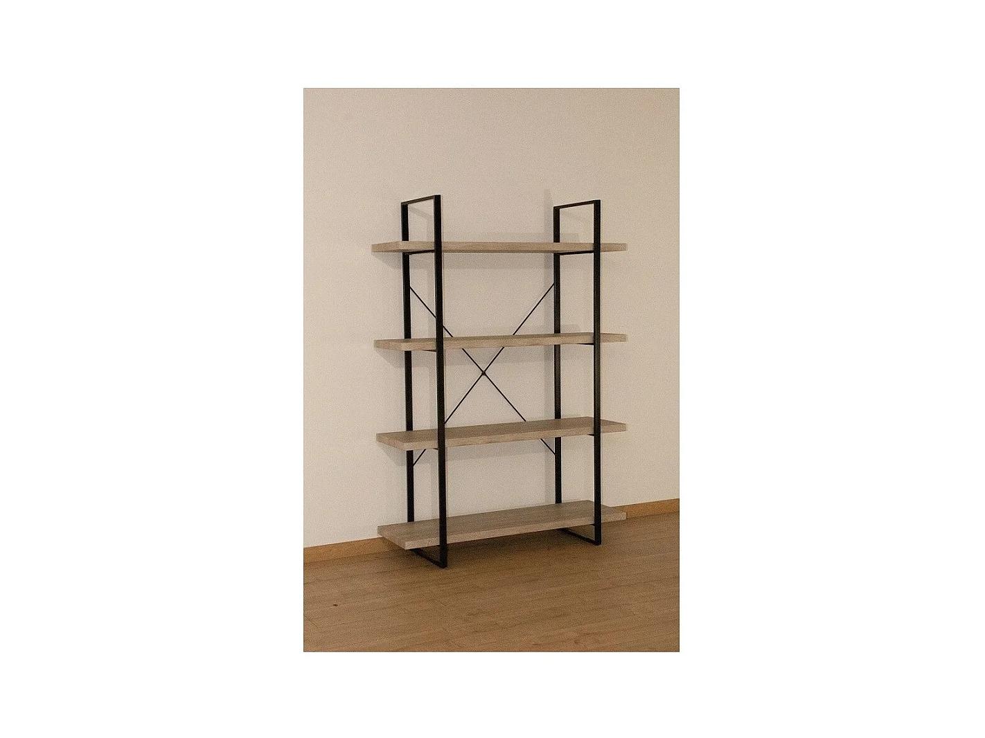 Industrielles Regal SHELVES – 4 Ebenen – Holz und Metall – Trendiges Loft-Design