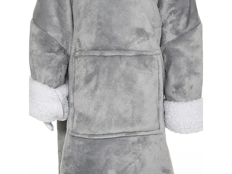 Plaid Sweat Capuche Enfant "Ours" 60x95cm Gris
