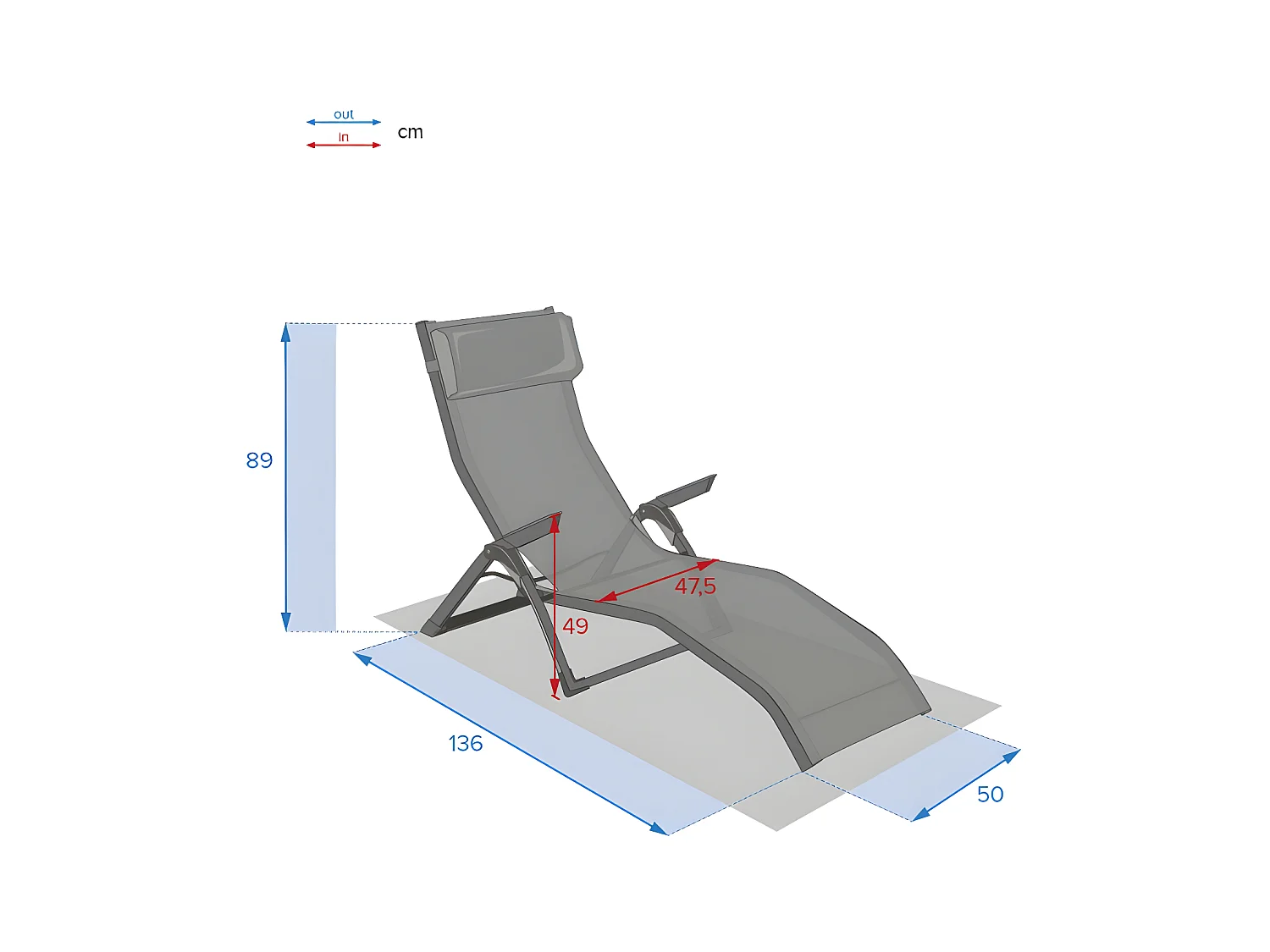 Transat 2 positions bleu canard / graphite Decima Hespéride