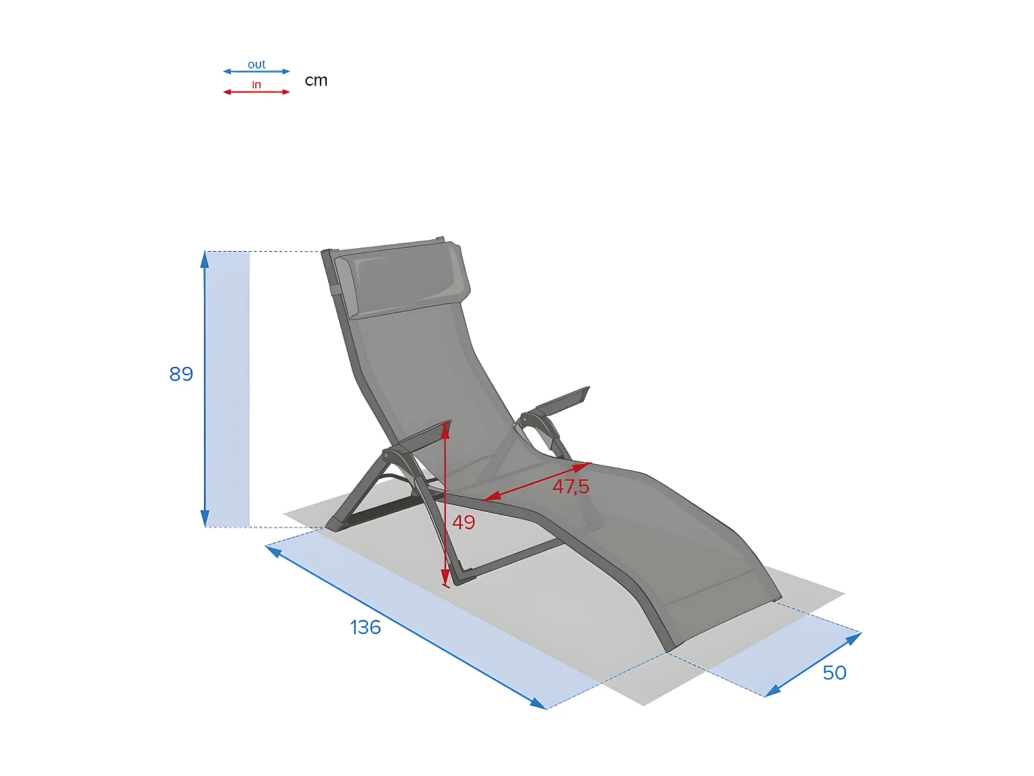 Transat 2 positions bleu canard / graphite Decima Hespéride