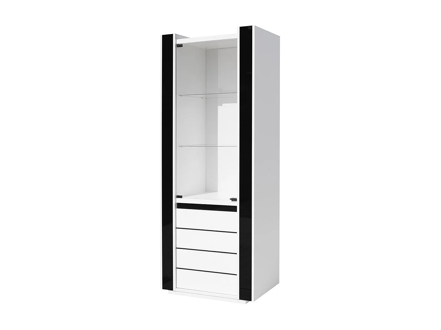 Vitrine klein model LINA wit en zwart met LED – 72 x 185 x 45 cm