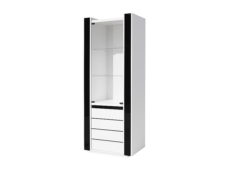 Vitrine klein model LINA wit en zwart met LED - 72 x 185 x 45 cm