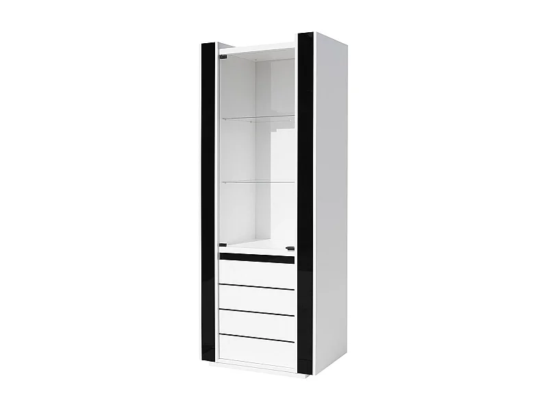 Vitrine petit modèle LINA blanche et noire avec LED – 72 x 185 x 45 cm