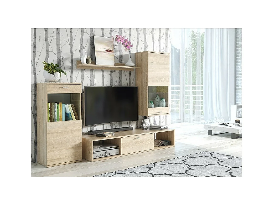 Wandmeubel voor TV LEA design in sonoma eikenkleur. Zwevend meubel voor de woonkamer