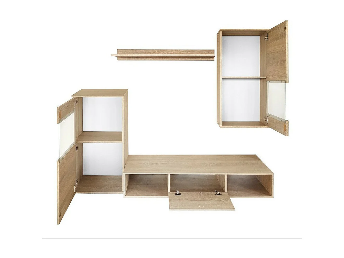 Ensemble meuble TV mural LEA design couleur chêne sonoma. Meuble de salon suspendu