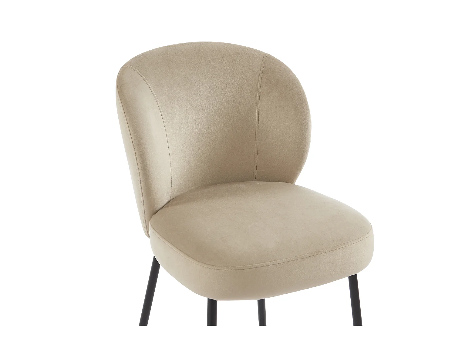 Barhocker 2er-Set - Samt & Schwarzes Metall - Beige - POLPONA