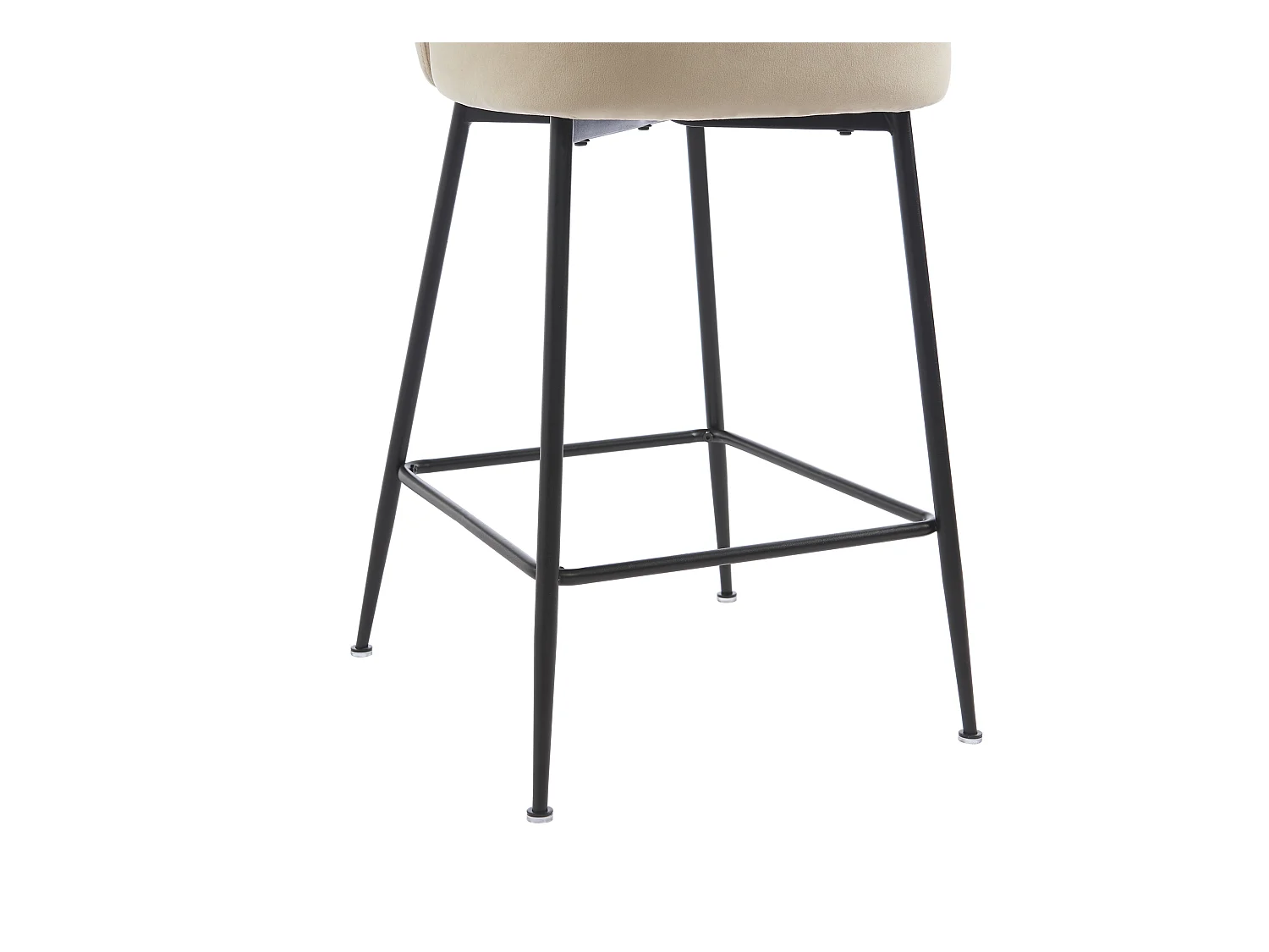 Barhocker 2er-Set - Samt & Schwarzes Metall - Beige - POLPONA