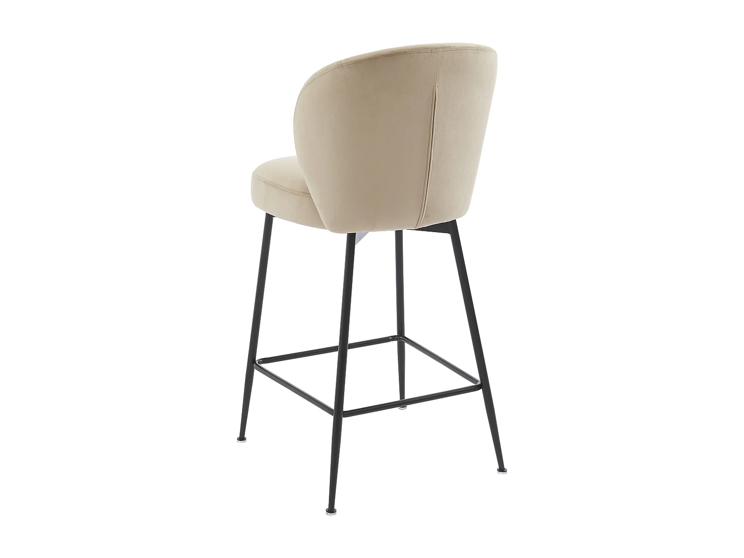 Barhocker 2er-Set - Samt & Schwarzes Metall - Beige - POLPONA