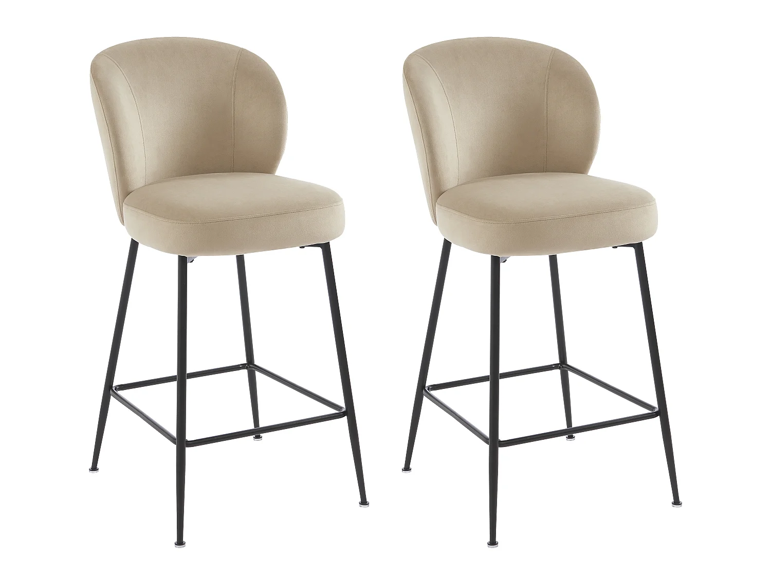 Baxton Studio Millani Sgabello Moderno In Lino Beige – Con Schienale Scrollback E Gambe Nere