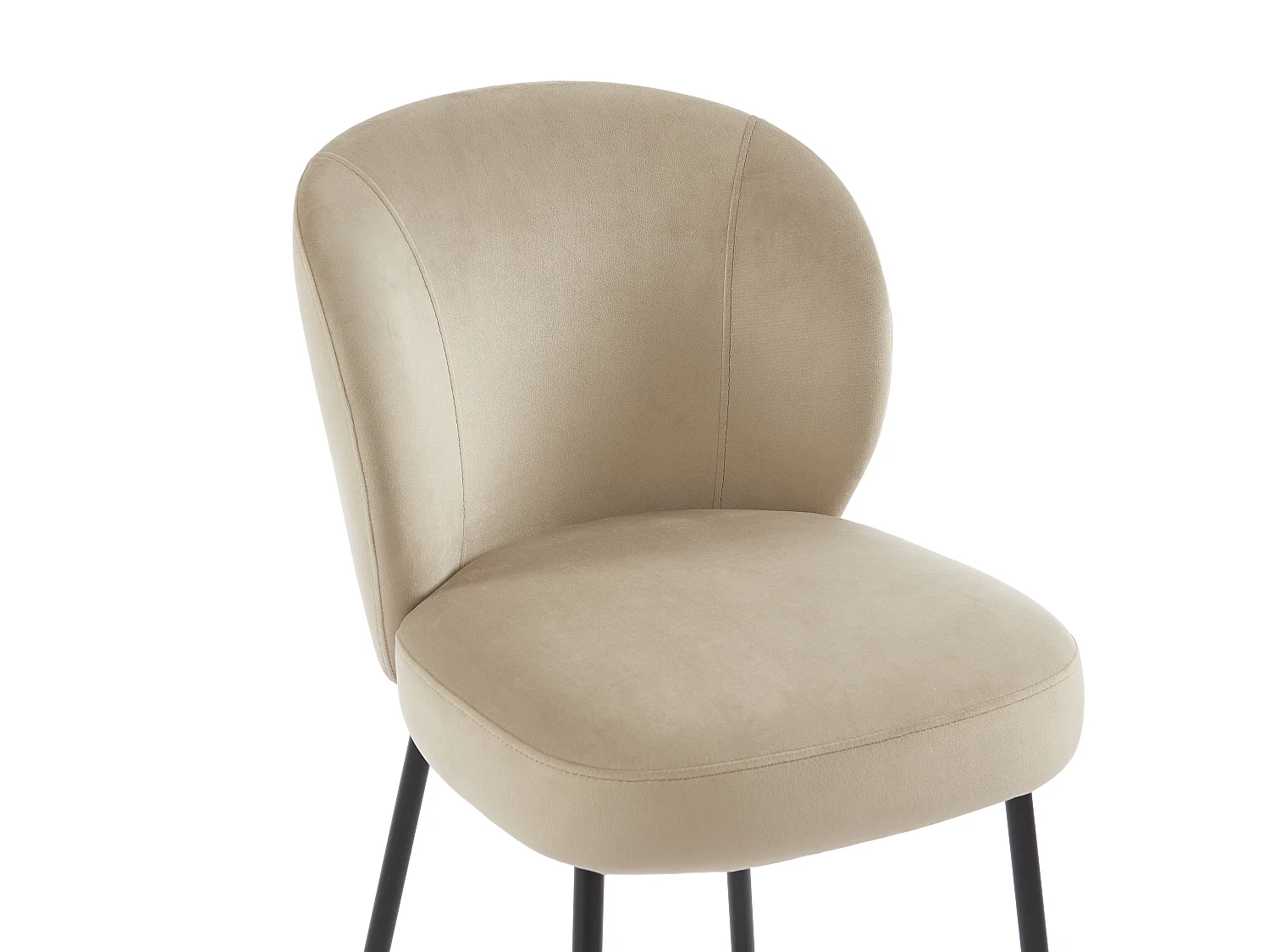 Barhocker 2er-Set - Samt & Schwarzes Metall - Beige - POLPONA