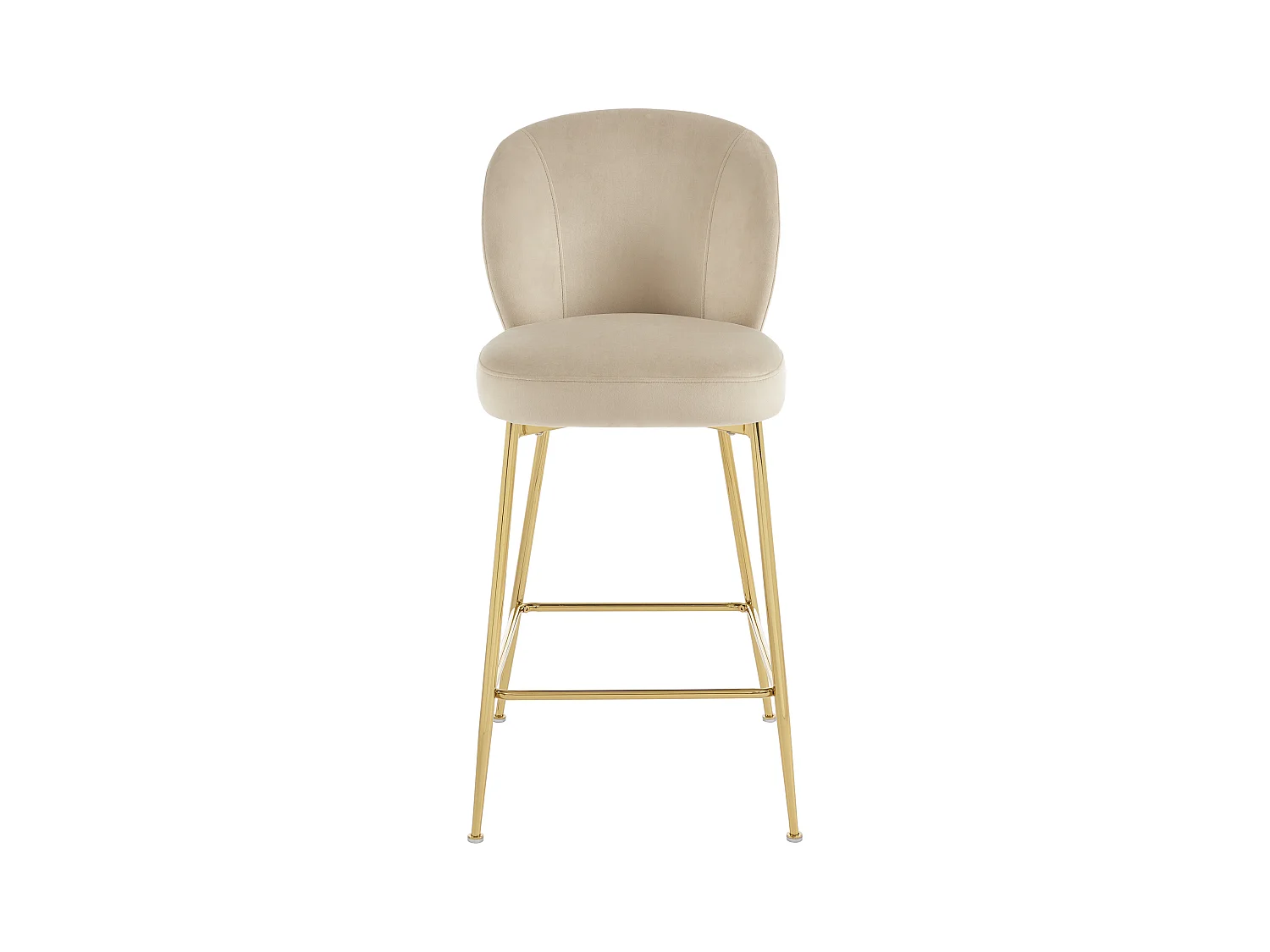 Lot de 2 tabourets de bar en velours et métal doré - Beige - POLPONA de Pascal MORABITO