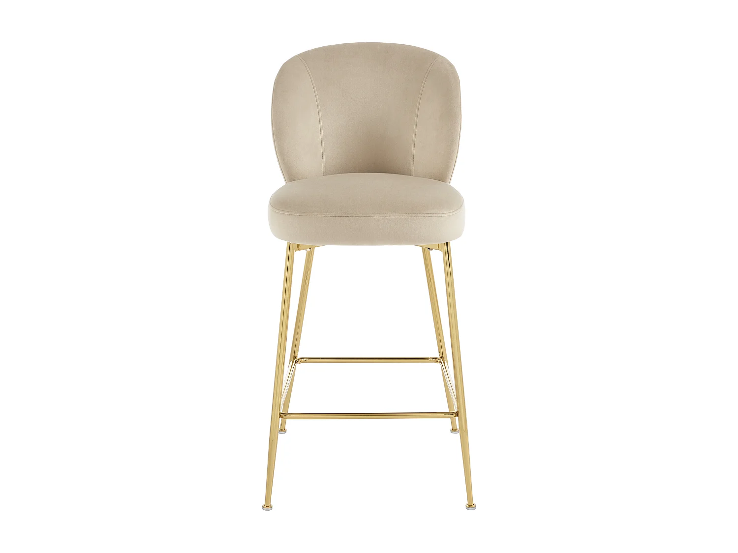 Lot de 2 tabourets de bar en velours et métal doré - Beige - POLPONA de Pascal MORABITO