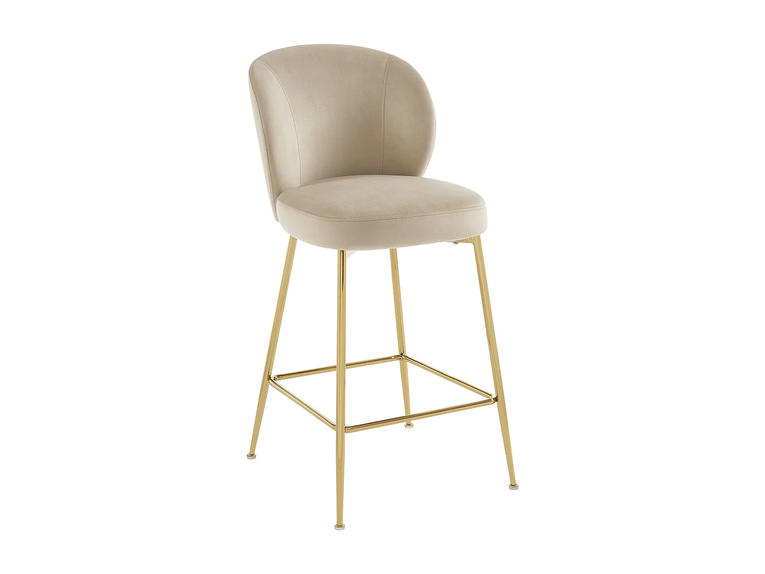 Lot de 2 tabourets de bar en velours et métal doré - Beige - POLPONA de Pascal MORABITO