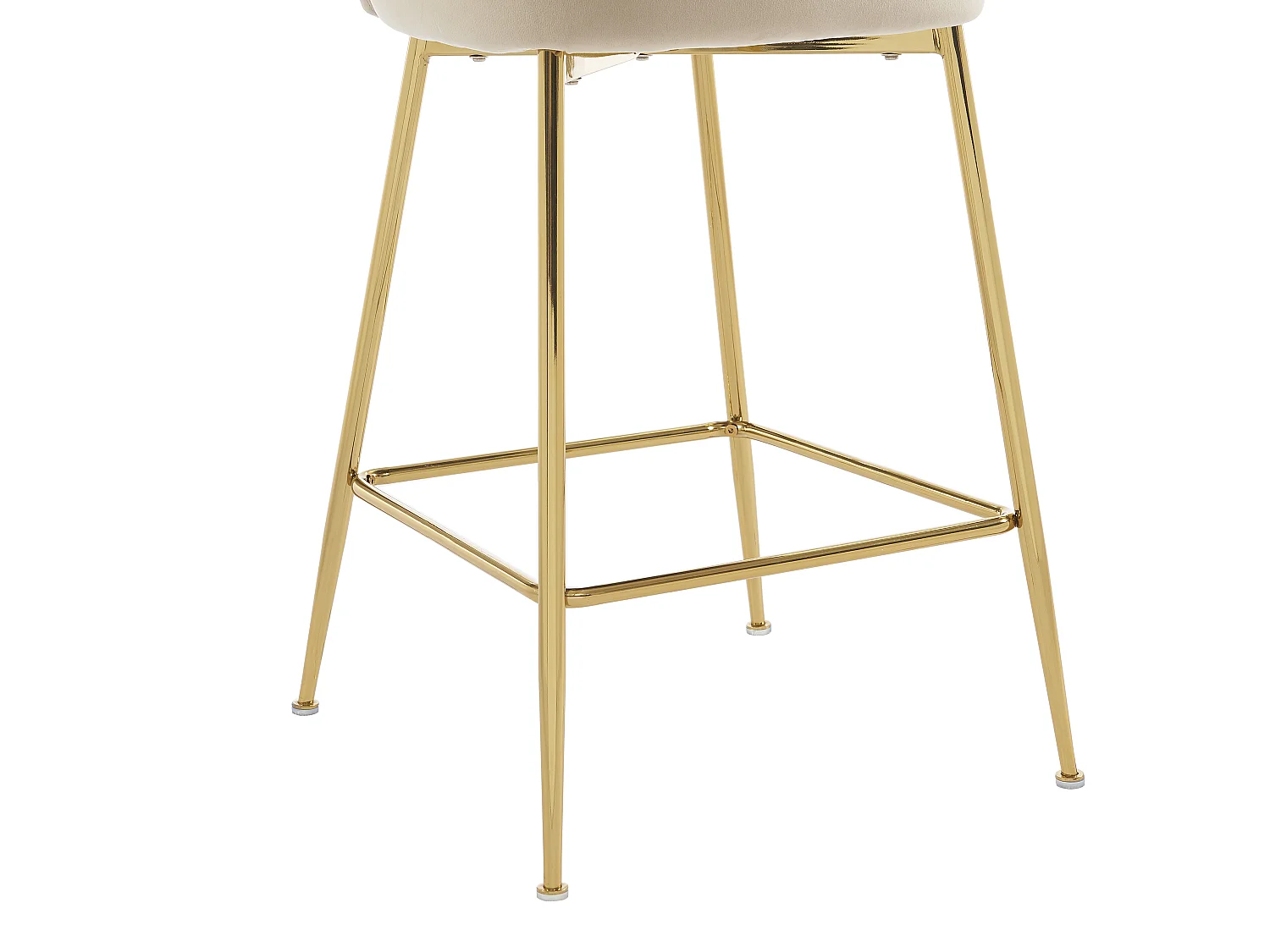 Lot de 2 tabourets de bar en velours et métal doré - Beige - POLPONA de Pascal MORABITO