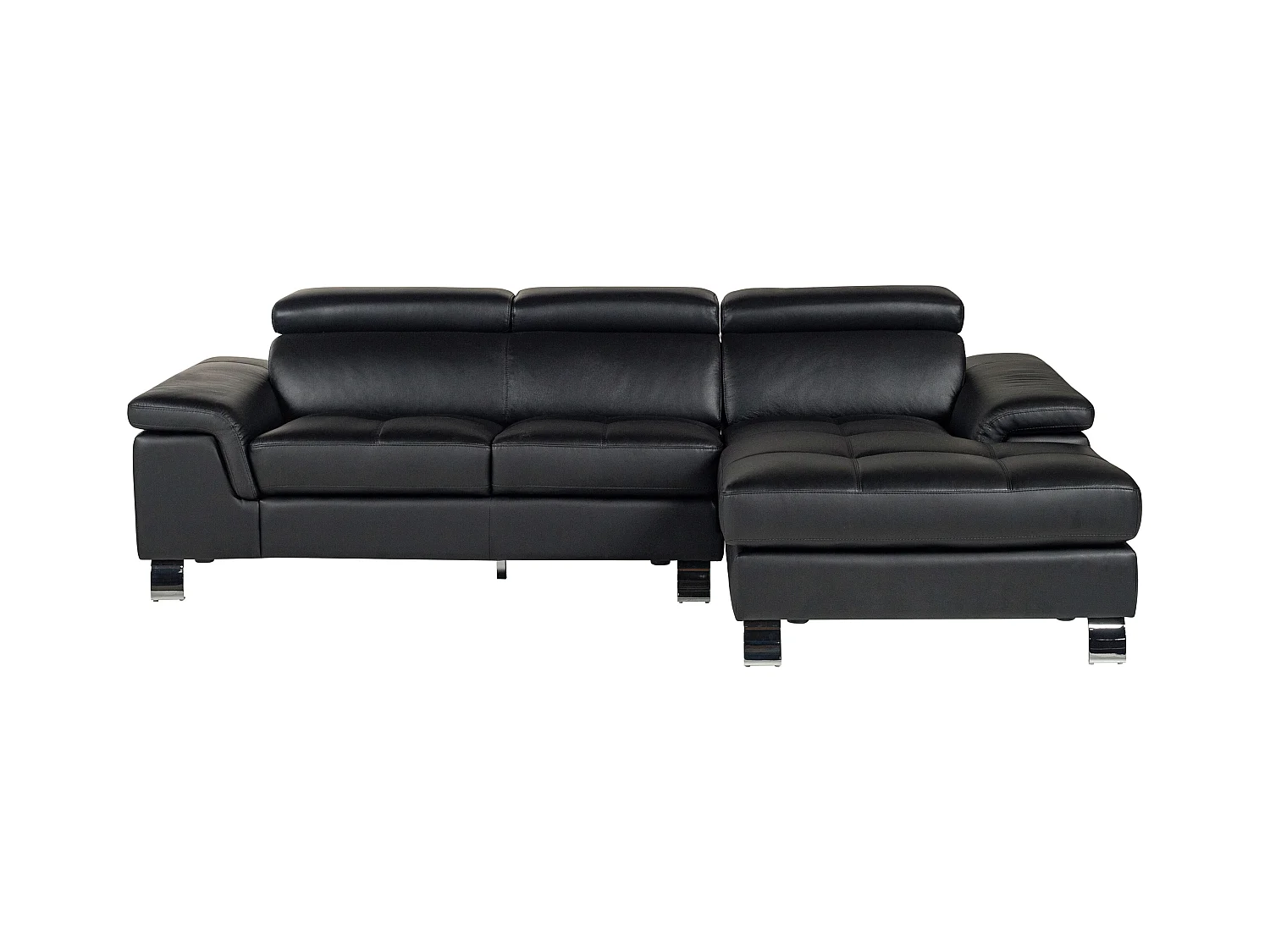 Ecksofa Leder - Ecke Rechts - Schwarz - MISHIMA