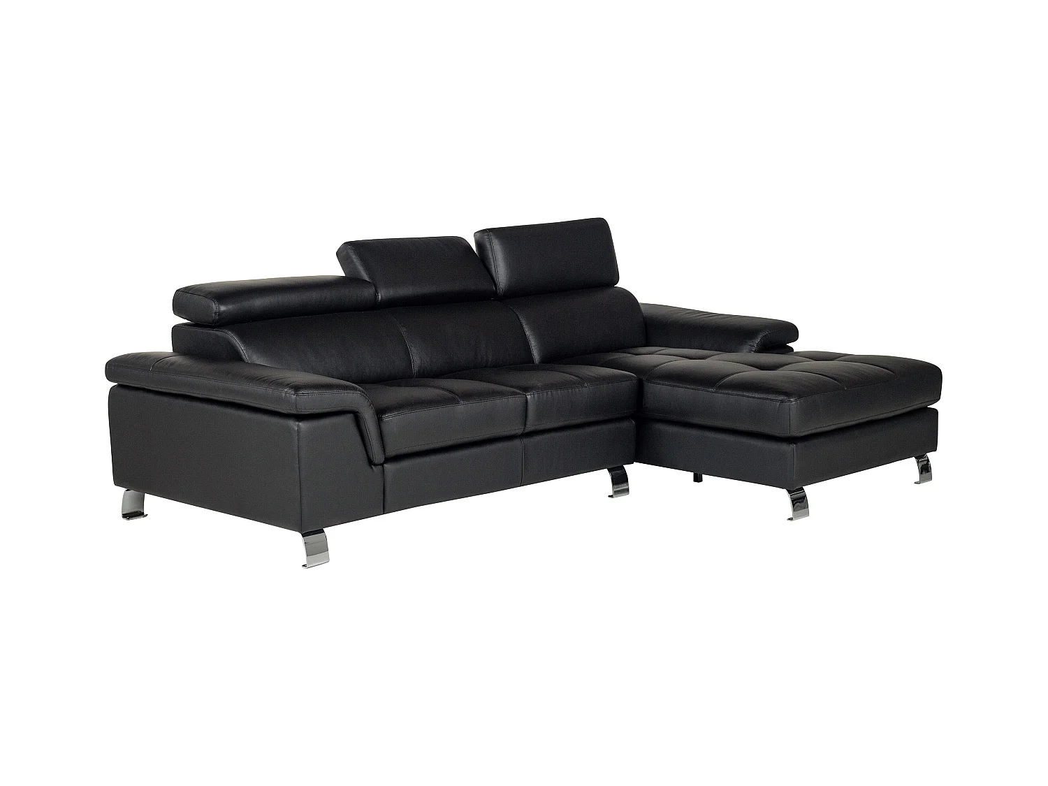 Ecksofa Leder - Ecke Rechts - Schwarz - MISHIMA