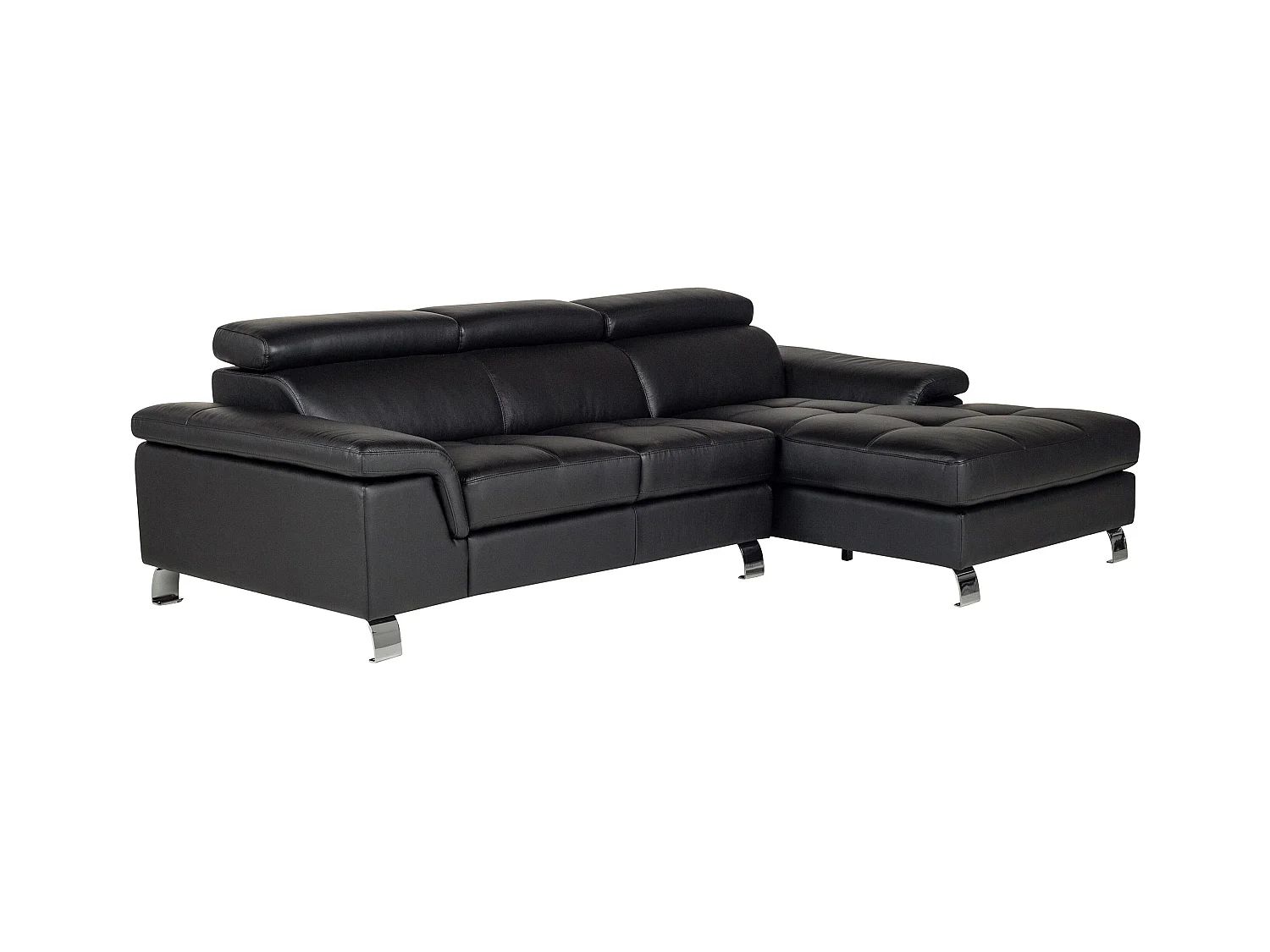 Ecksofa Leder - Ecke Rechts - Schwarz - MISHIMA
