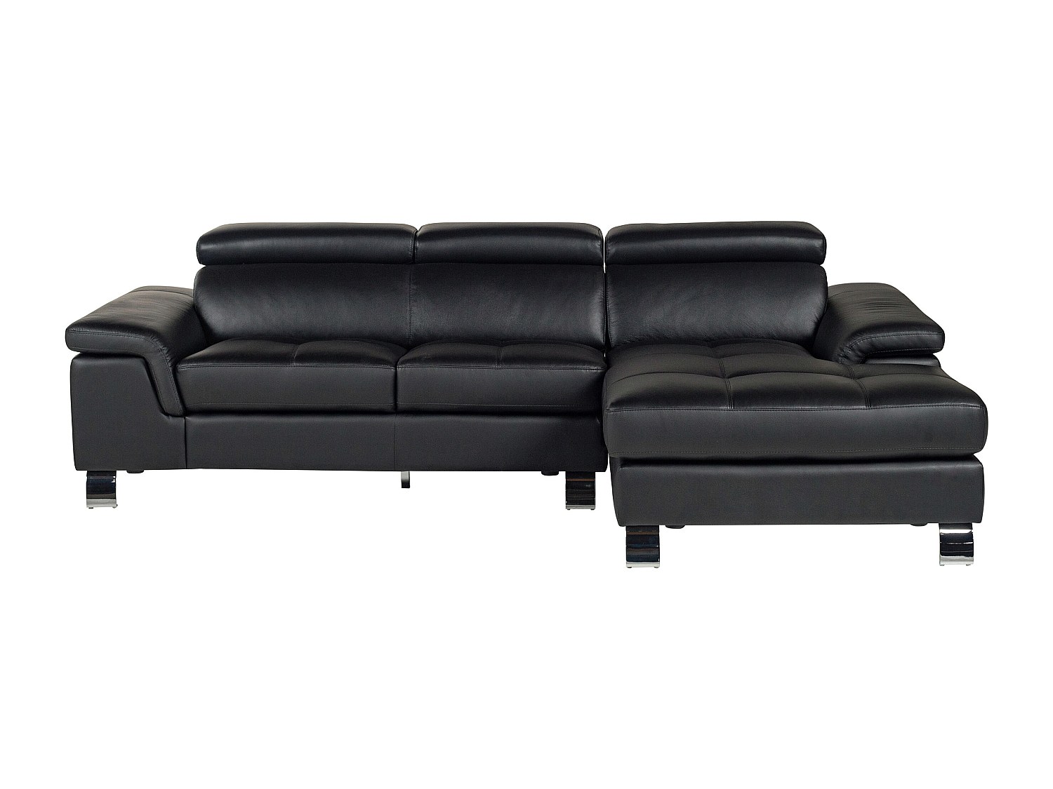 Vente-unique Ecksofa Leder - Ecke Rechts - Schwarz - Mishima