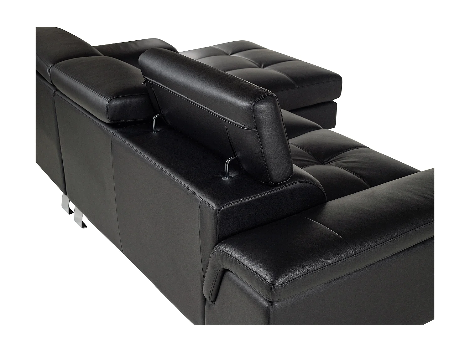 Hoekbank van leer MISHIMA - zwart - hoek rechts