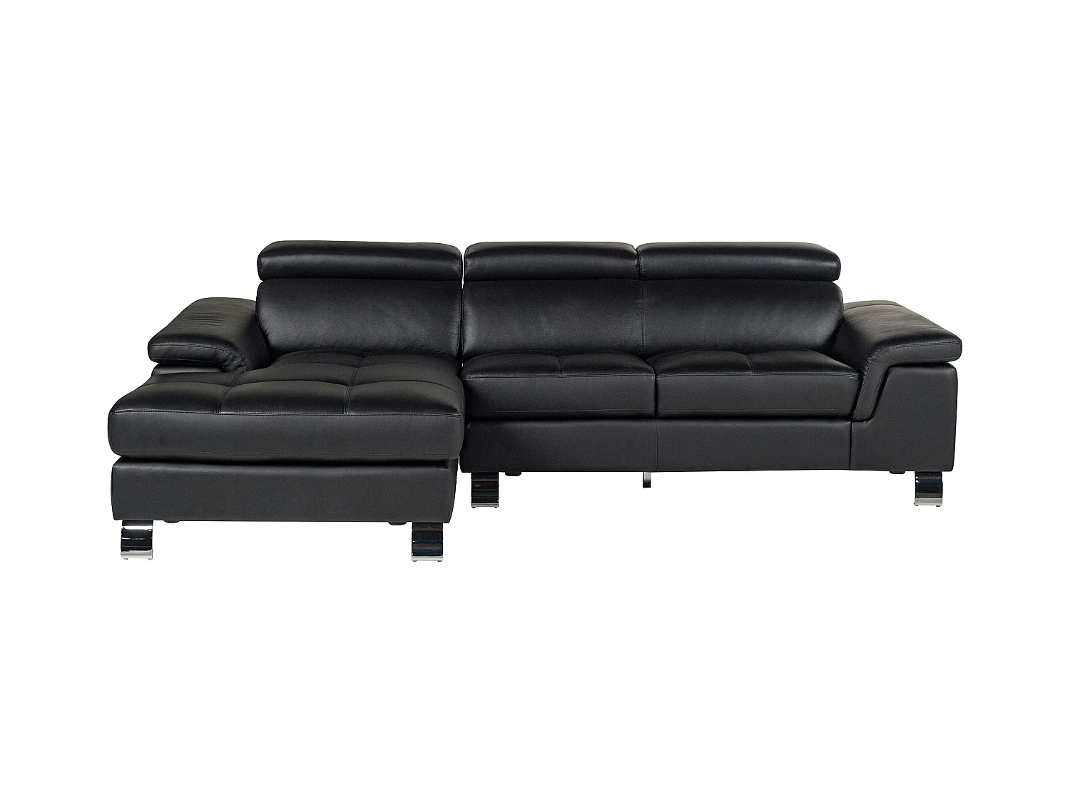 Canapé d'angle cuir MISHIMA - Noir - Angle gauche