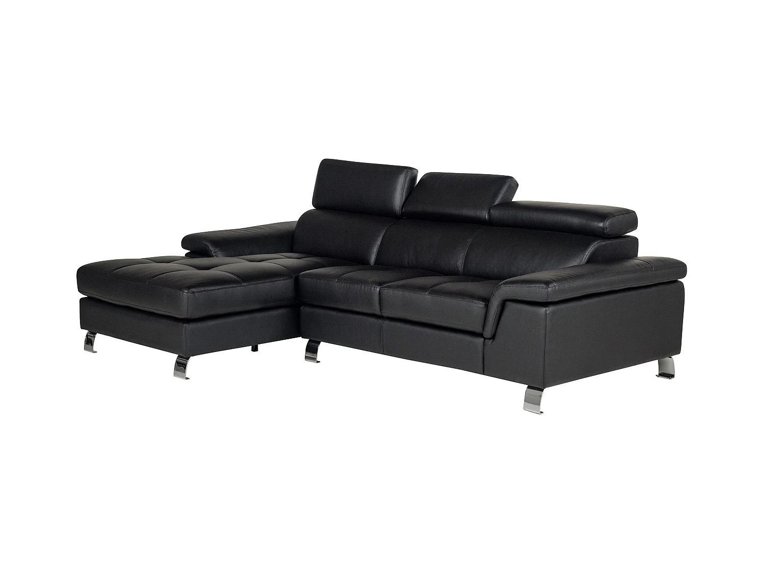 Canapé d'angle cuir MISHIMA - Noir - Angle gauche