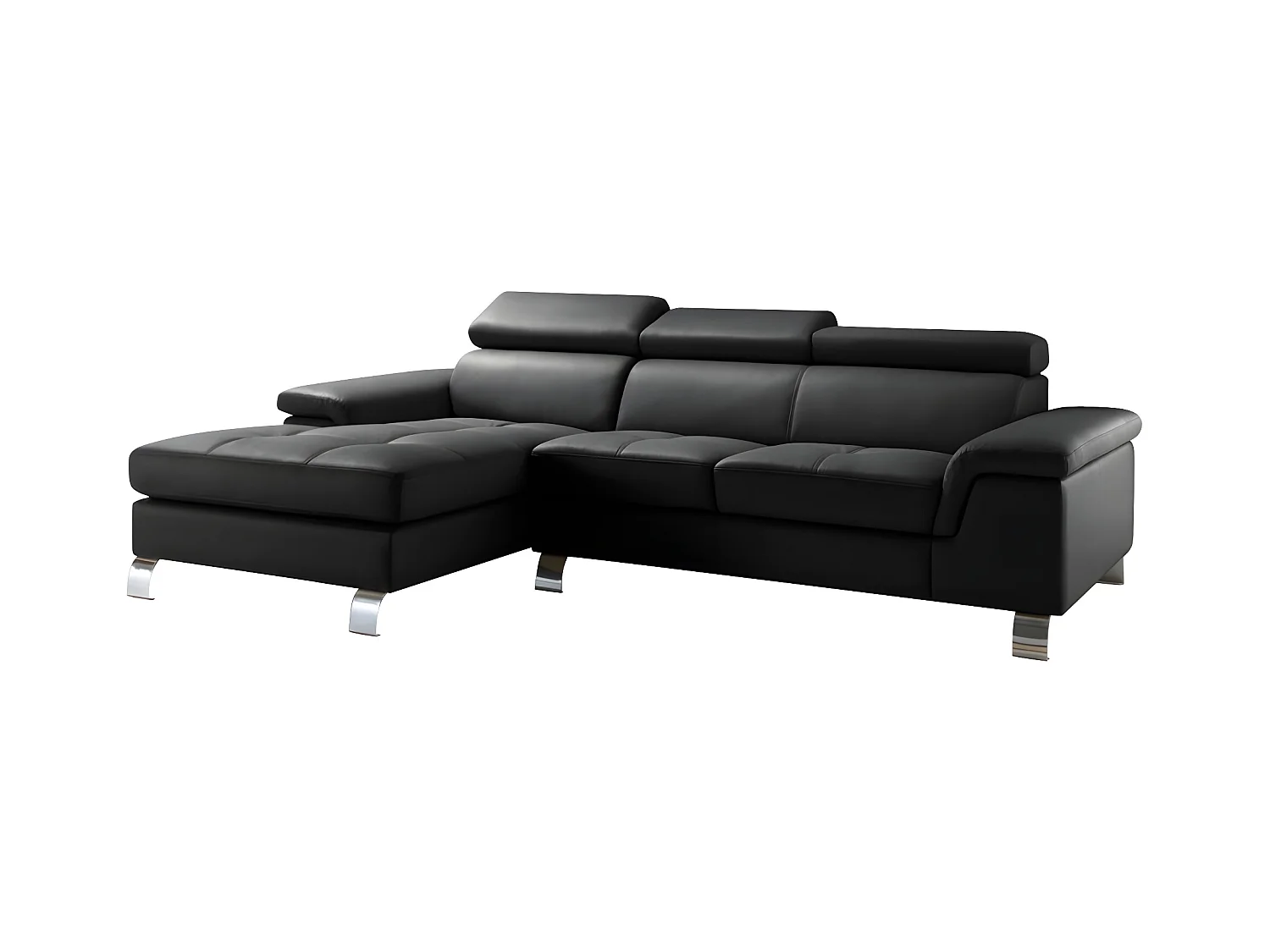 Canapé d'angle cuir MISHIMA - Noir - Angle gauche