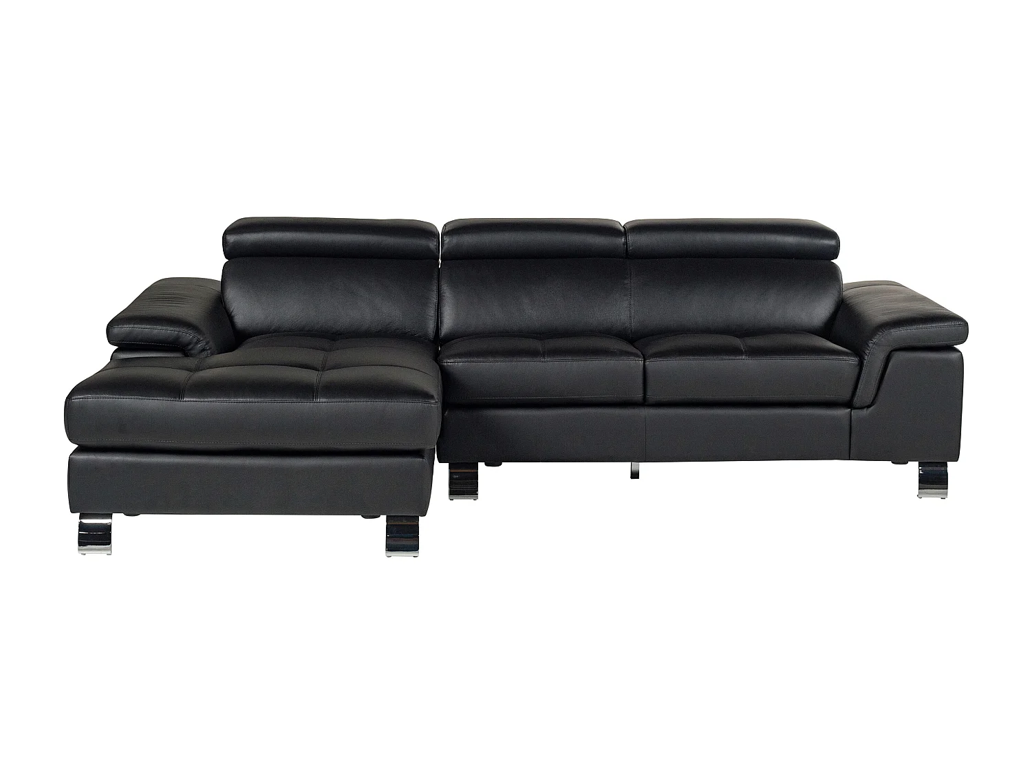 Ecksofa Leder - Ecke Links - Schwarz - MISHIMA