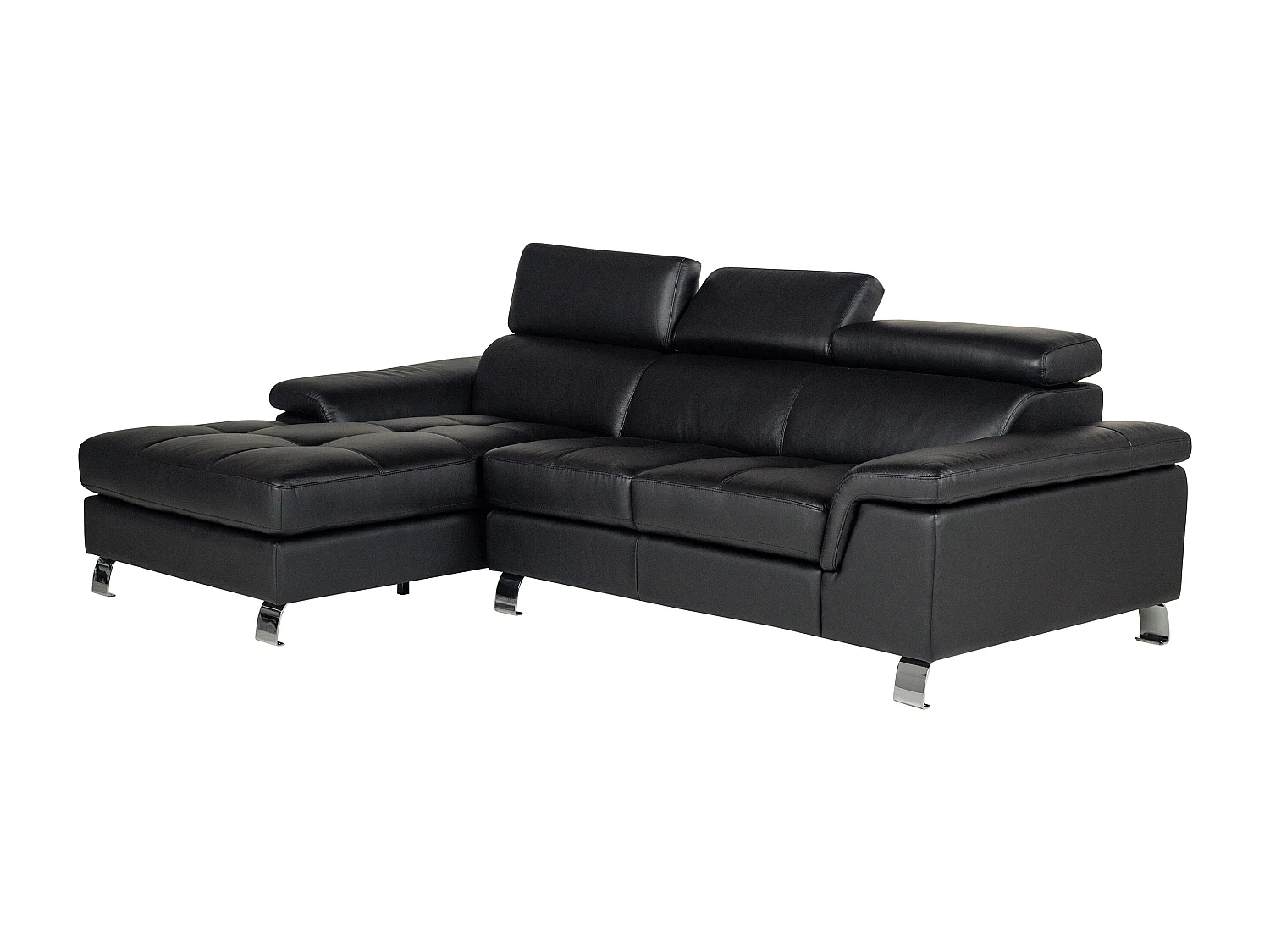 Ecksofa Leder - Ecke Links - Schwarz - MISHIMA