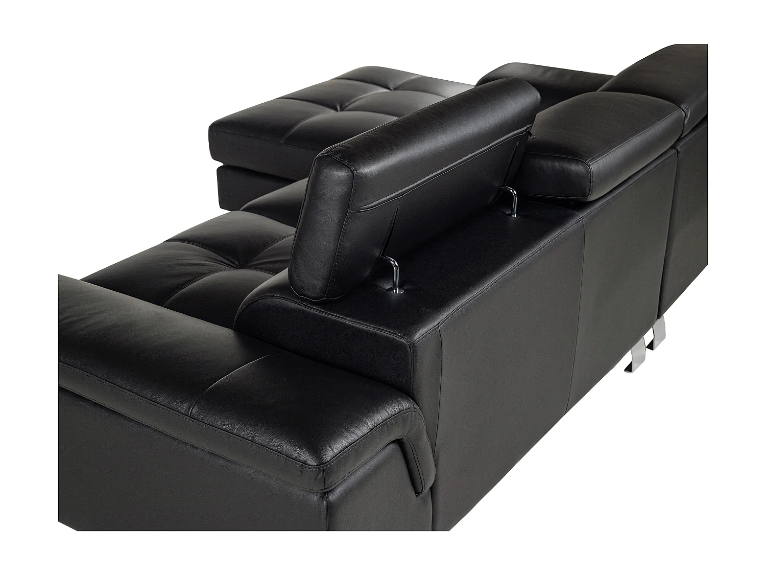 Ecksofa Leder - Ecke Links - Schwarz - MISHIMA