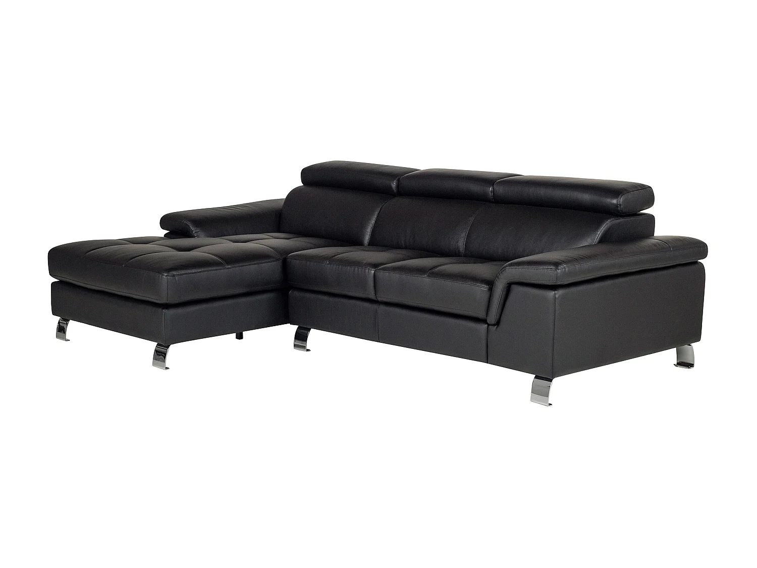 Ecksofa Leder - Ecke Links - Schwarz - MISHIMA