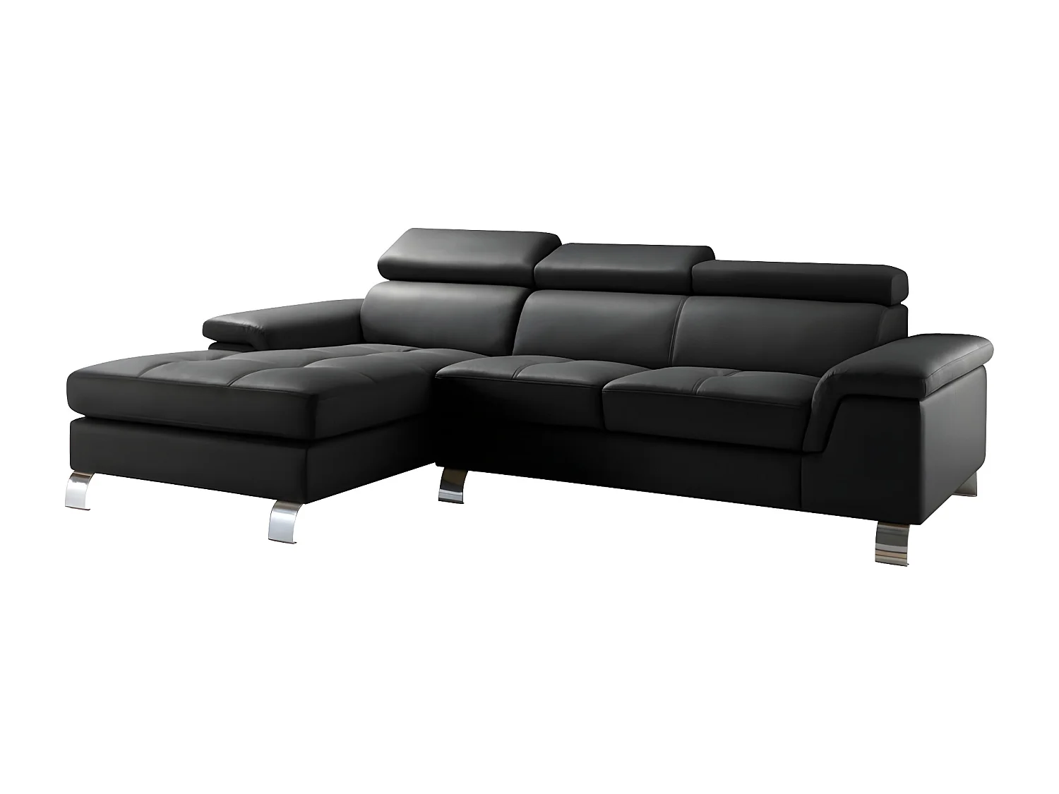 Ecksofa Leder - Ecke Links - Schwarz - MISHIMA