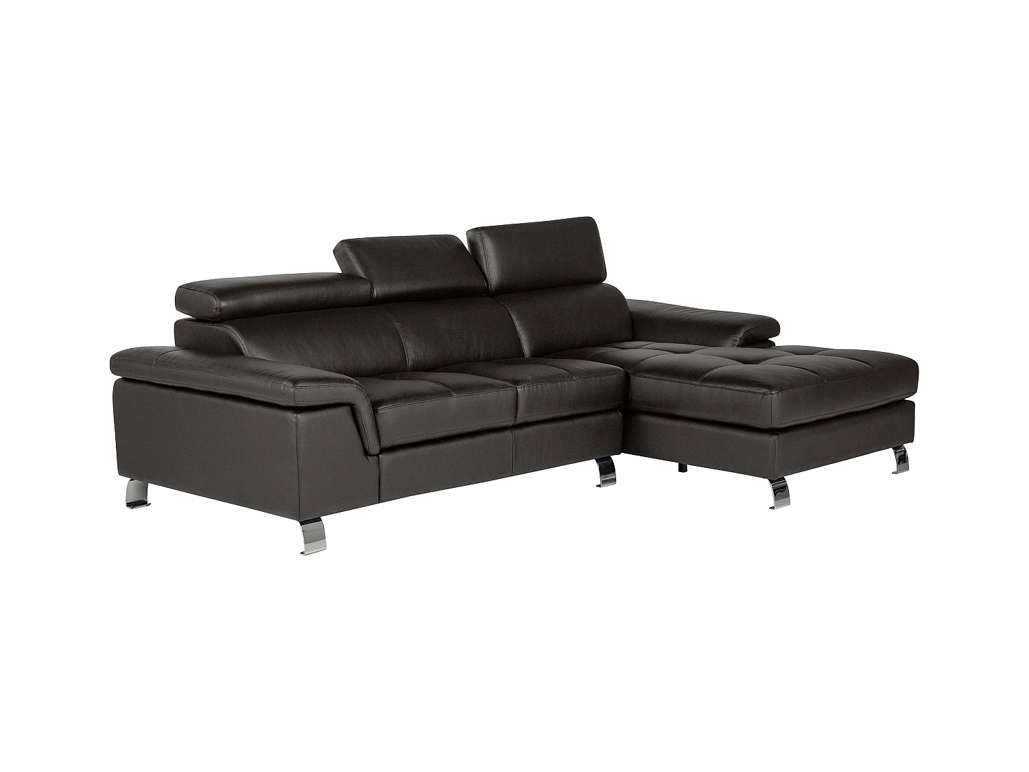 Sofá rinconero de piel MISHIMA - Marrón - Ángulo derecho