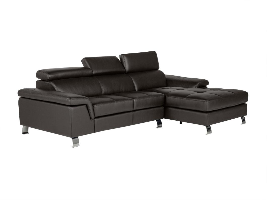 Ecksofa Leder - Ecke Rechts - Braun - MISHIMA