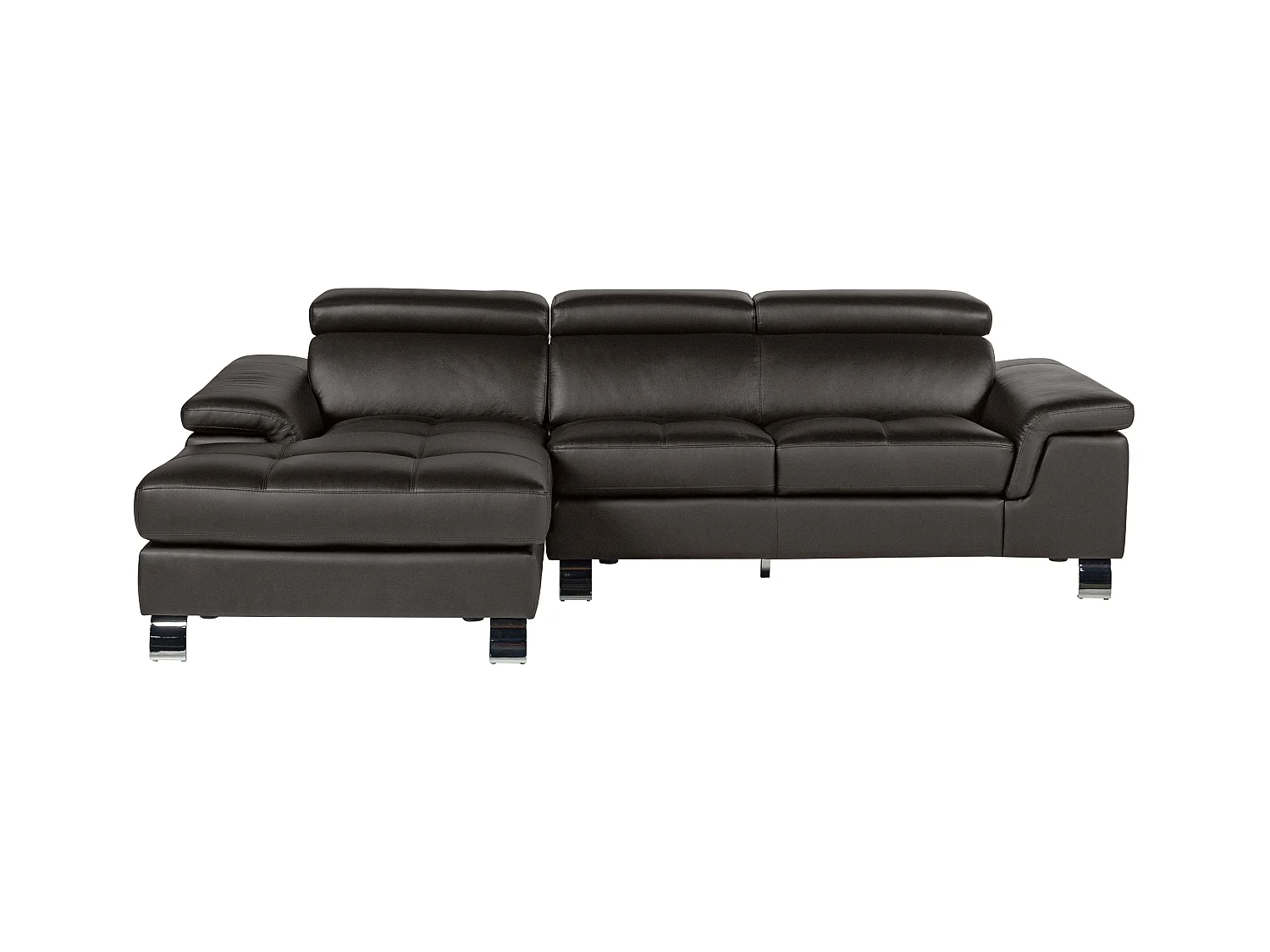 Sofá de canto em pele Castanho - Canto esquerdo - MISHIMA