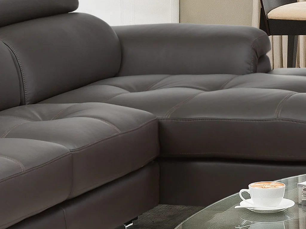 Hjørnesofa venstre i brunt skinn MISHIMA