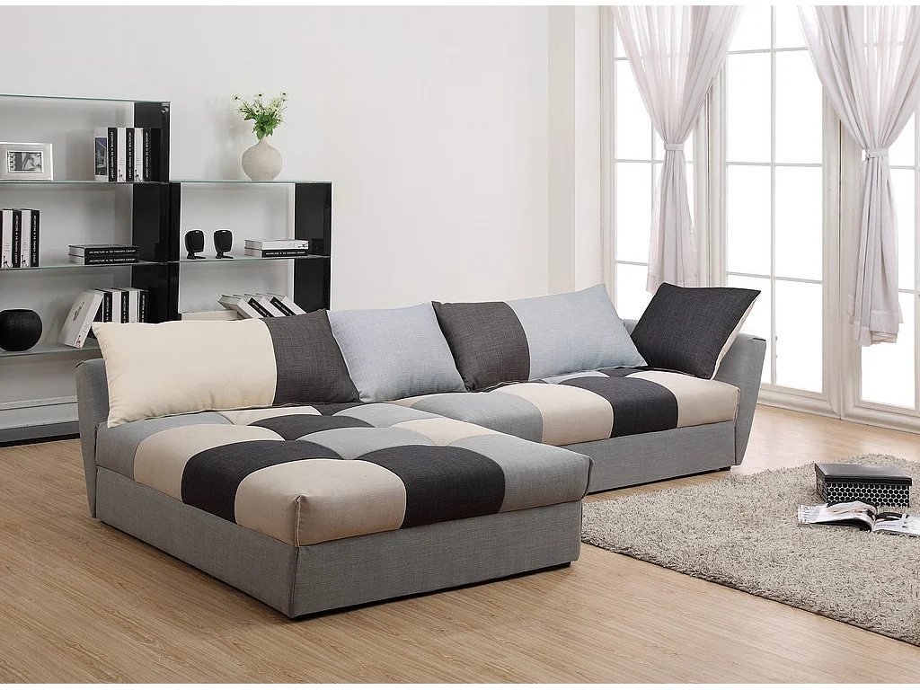 Divano letto angolare in tessuto Grigio - Angolo a sinistra - ROMANE