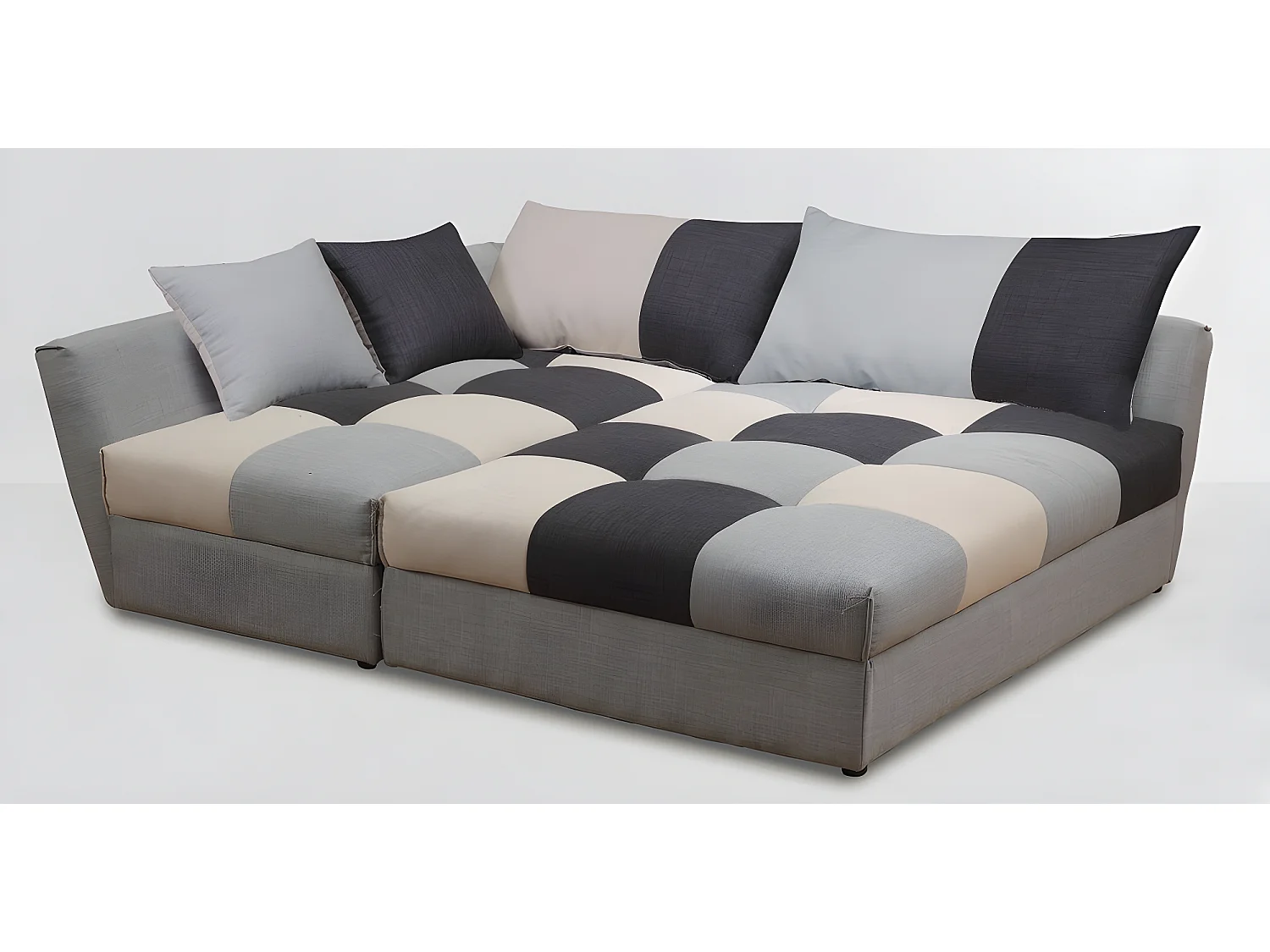 Canapé d'angle convertible en tissu ROMANE - Gris - Angle gauche