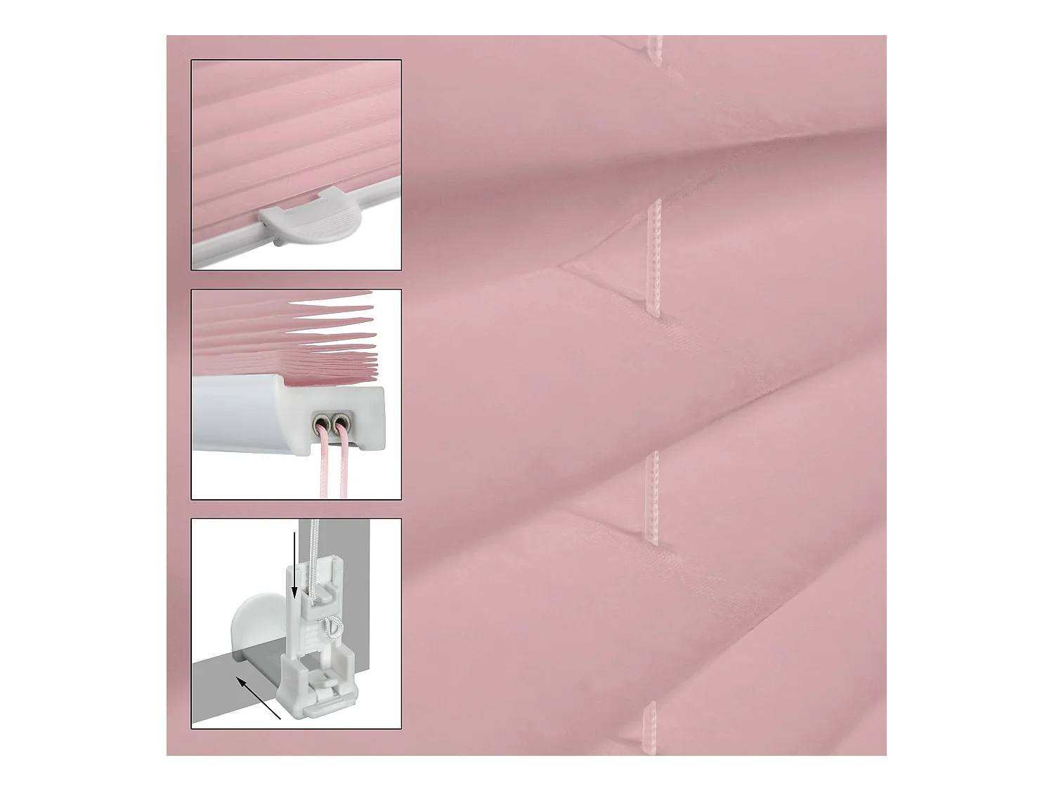Store plissé rose 55x200 cm matériel de fixation inclus ECD Germany