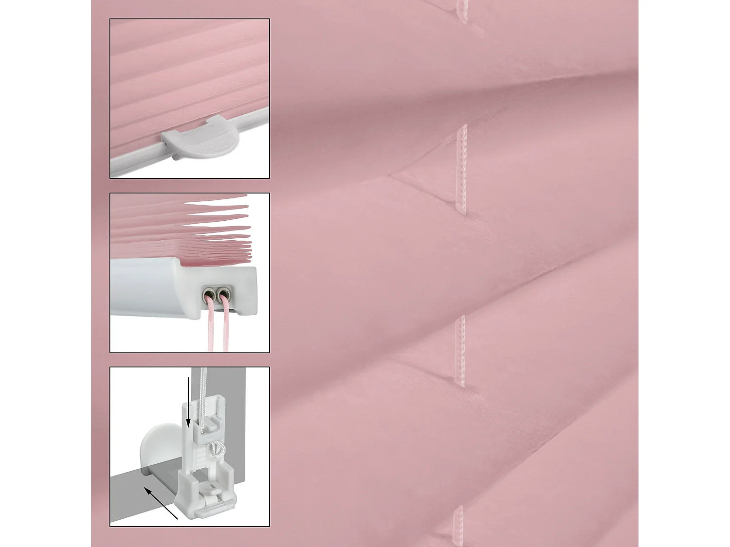 Store plissé rose, 100x200 cm, matériel de fixation inclus ECD Germany