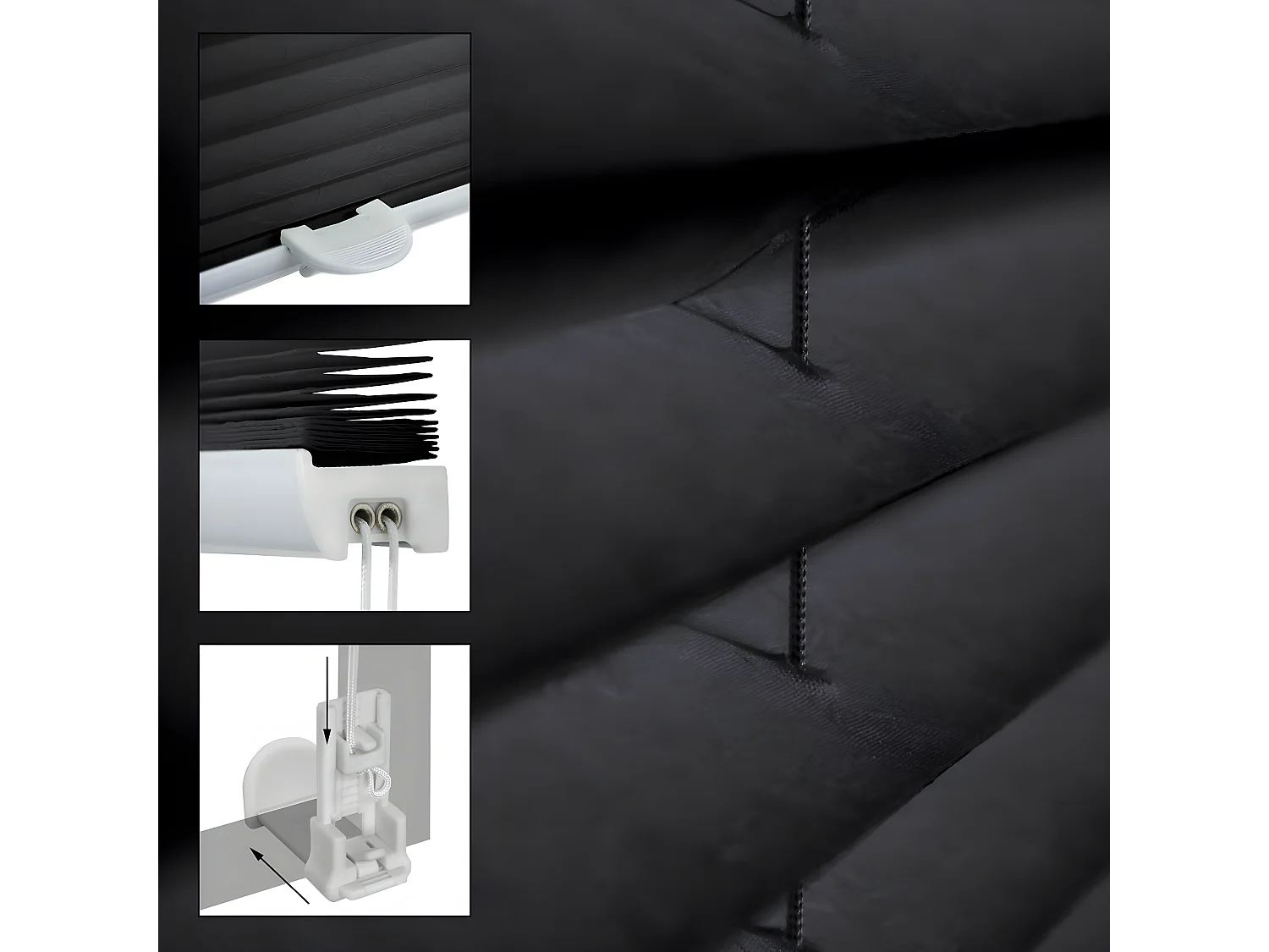 Tenda plissettata Klemmfix senza foro, 75x200 cm, nero ECD Germany