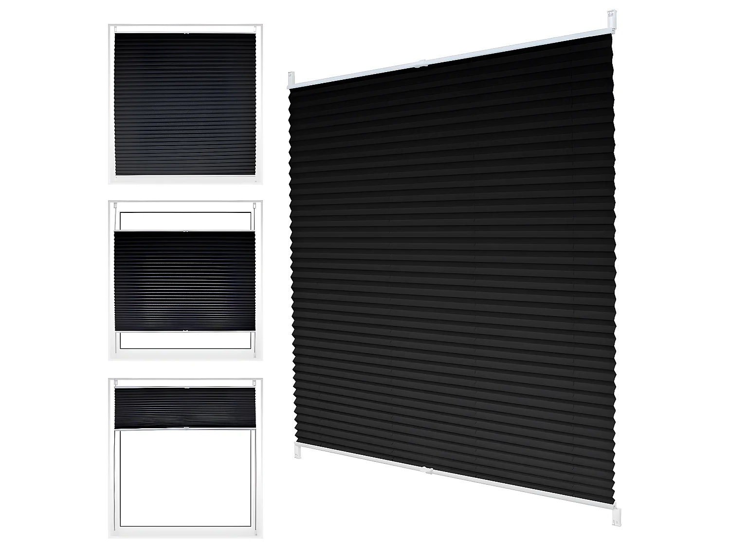 Tenda plissettata Klemmfix senza foro, 75x200 cm, nero ECD Germany