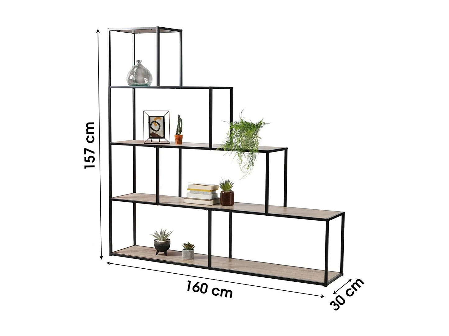 Bibliothèque 5 Niveaux Design Escalier - L160 x H157 cm - Colorado