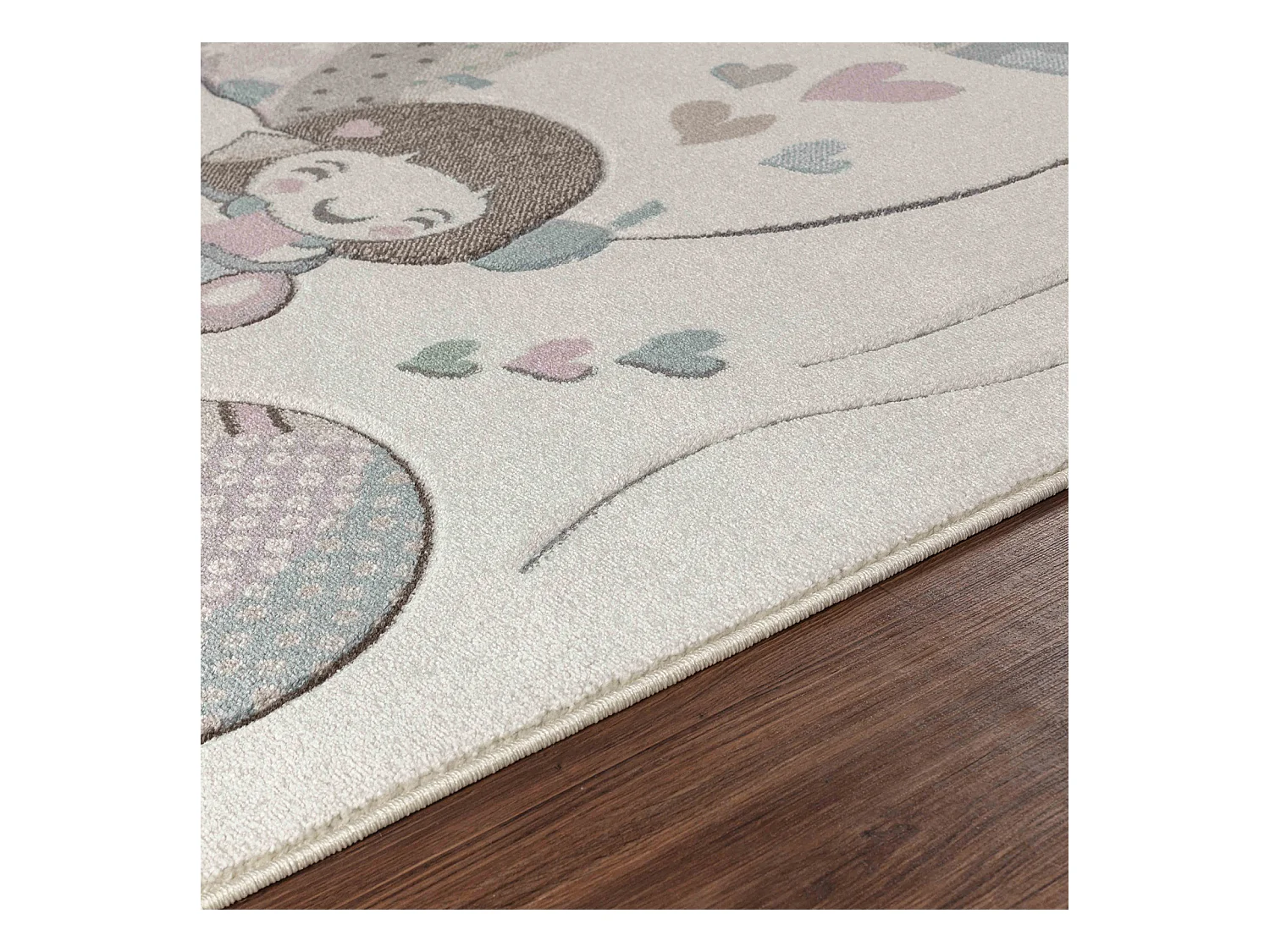 Kinderkamer Vloerkleed Schattig Heteluchtballonnen - Wit/Roze - 80x150cm - CUTE LOON