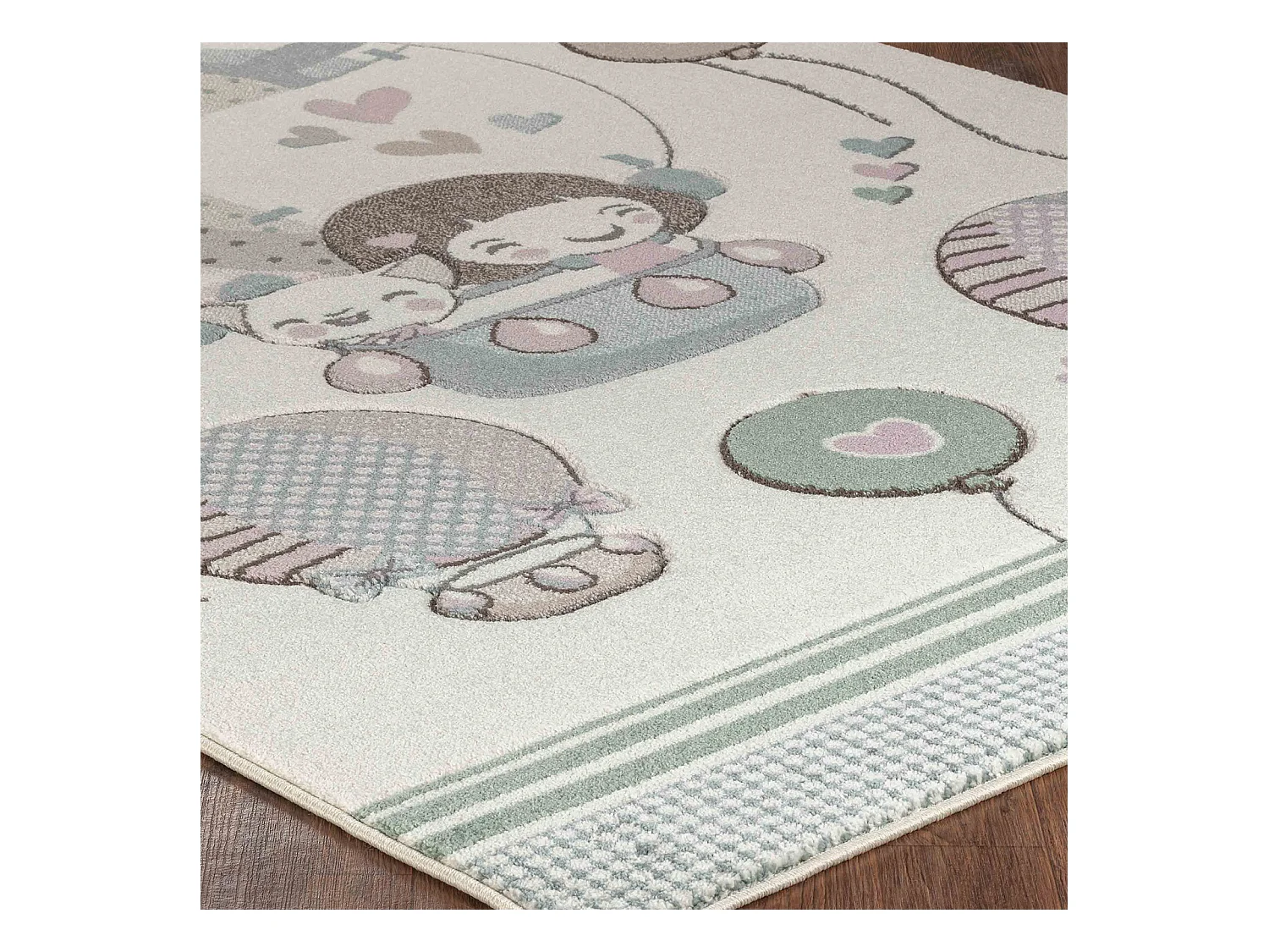 Kinderkamer Vloerkleed Schattig Heteluchtballonnen - Wit/Roze - 80x150cm - CUTE LOON