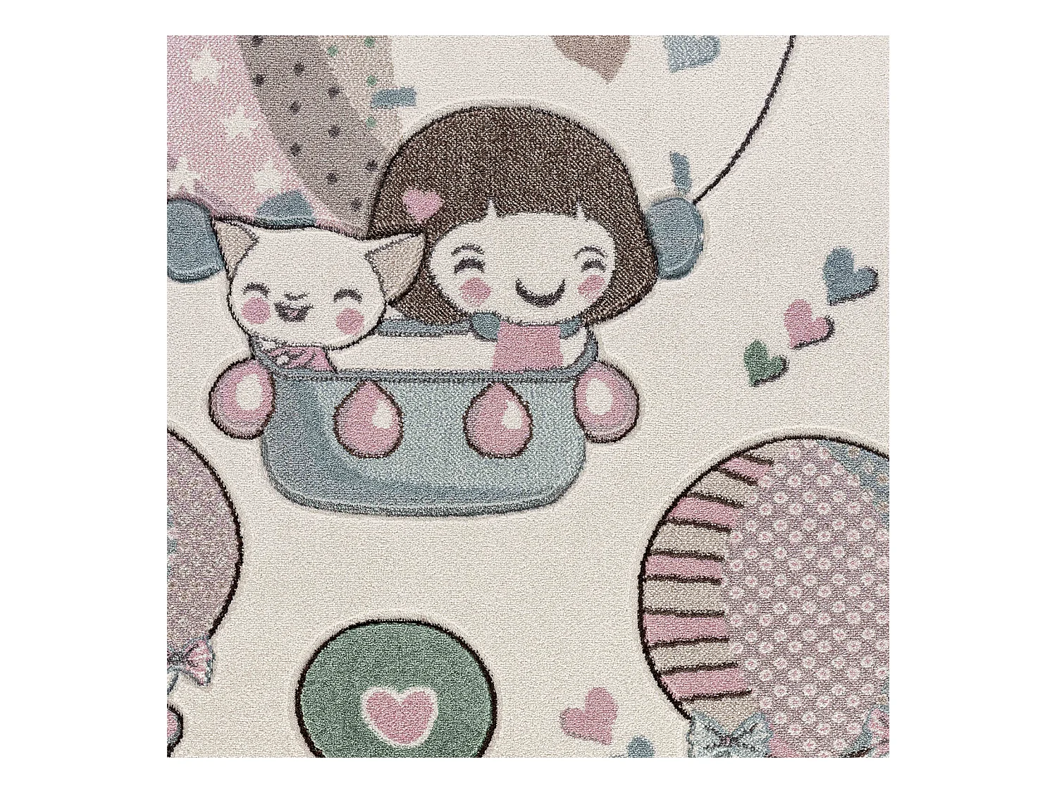 Kinderkamer Vloerkleed Schattig Heteluchtballonnen - Wit/Roze - 80x150cm - CUTE LOON