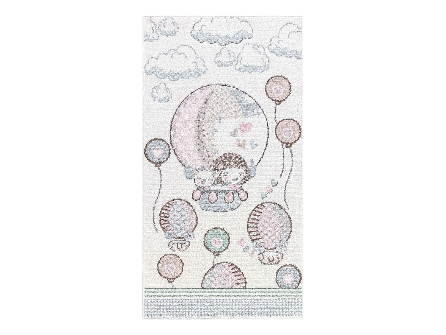 Tapis Enfant Montgolfières & Ballons - Beige/Rose - 80x150cm - CUTE LOON