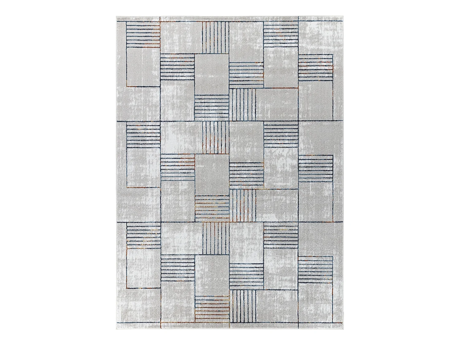 Tapis Scandinave Moderne - Bleu/Orange - 200x275cm - IVY